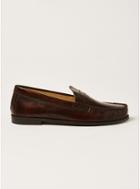 Topman Mens Red Burgundy Leather Rally Penny Loafers