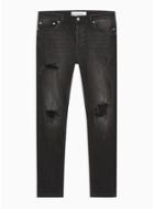 Topman Mens Washed Black Open Ripped Stretch Skinny Jeans
