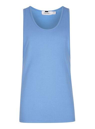 Topman Mens Blue Muscle Fit Tank