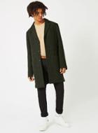 Topman Mens Selected Homme Green Herringbone Wool Rich Formal Coat