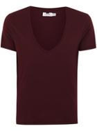 Topman Mens Red Burgundy Low V-neck T-shirt
