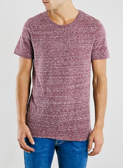 Topman Mens Red Burgundy Neppy Slim Fit T-shirt