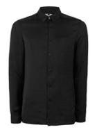 Topman Mens Black Crumpled Satin Casual Shirt