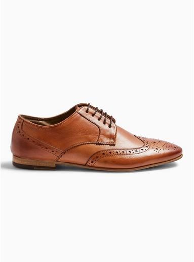 Topman Mens Brown Tan Real Leather Ferris Brogue Shoes