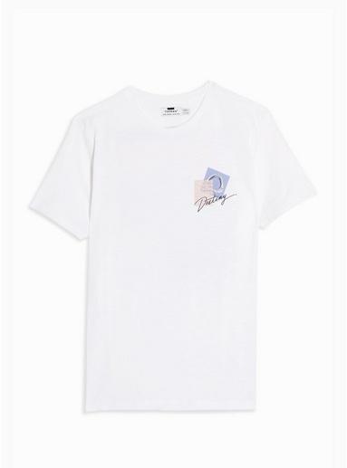 Topman Mens White Slub Stepped Hem T-shirt