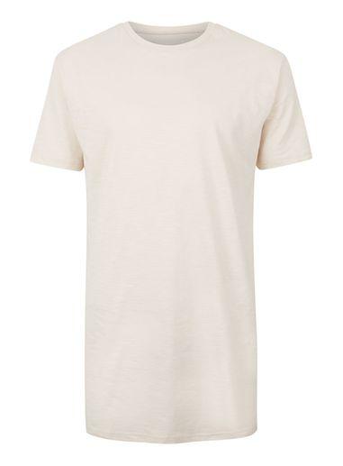 Topman Mens Brown Stone Step Hem Longline T-shirt