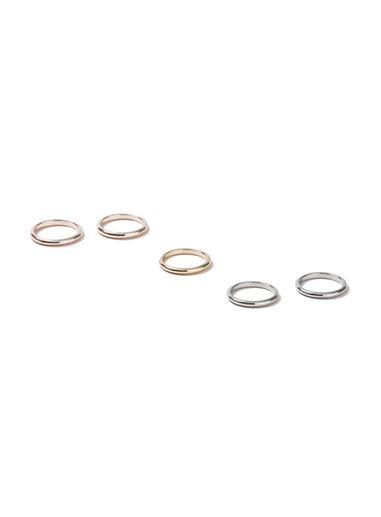 Topman Mens Grey Mixed Metal Rings 5 Pack*