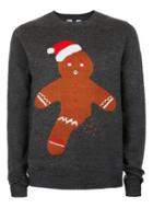 Topman Mens Grey Gingerbread Man Holiday Sweater