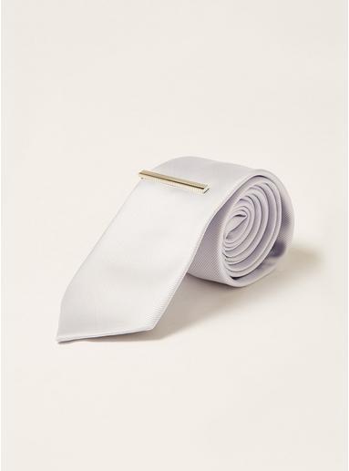 Topman Mens Grey Pale Gray Tie With Bar