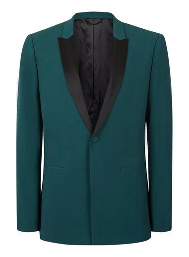 Topman Mens Green Teal Skinny Fit Tuxedo Jacket