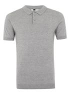 Topman Mens Grey Gray And White Twist Short Sleeve Polo
