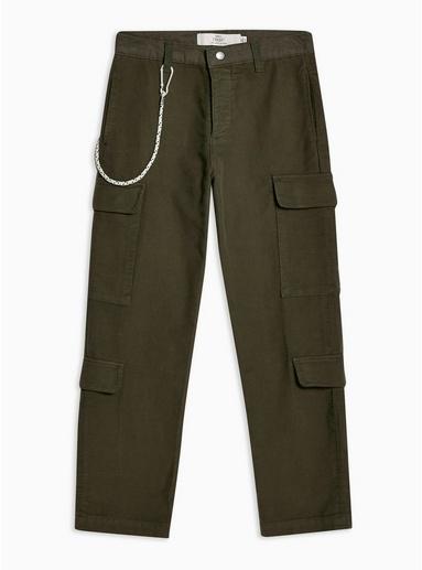 Topman Mens Green Olive Moleskin Trousers