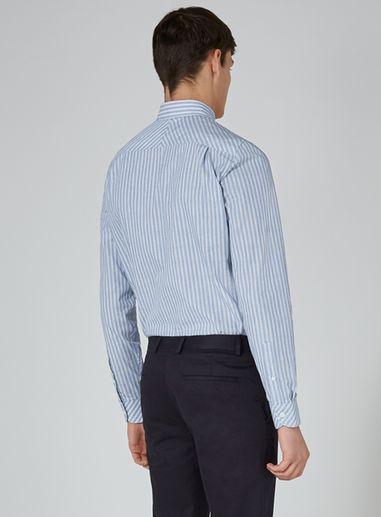 Topman Mens Navy Blue And White Stripe Shirt