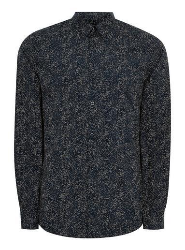 Topman Mens Selected Navy Printed Long Sleeve Shirt