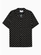 Topman Mens Black Polka Dot Revere Shirt