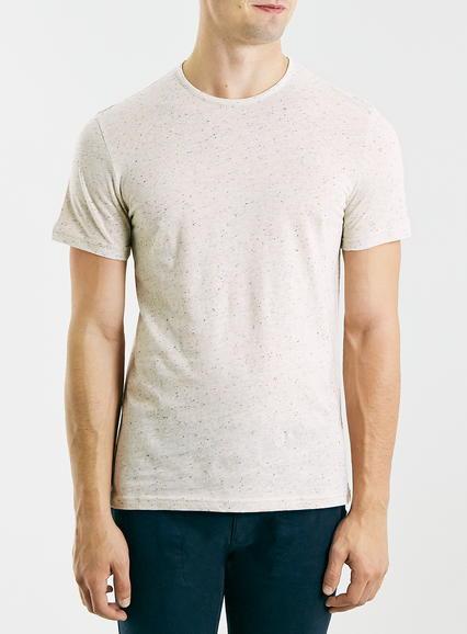Topman Mens Cream Ecru Neppy Slim Fit T-shirt