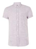 Topman Mens Red Burgundy And White Stripe Short Sleeve Casual Shirt