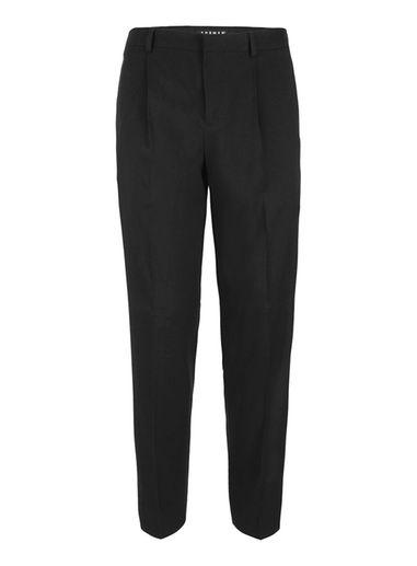 Topman Mens Black Pleated Skinny Fit Cropped Dress Pants