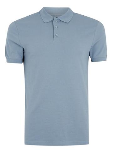 Topman Mens Light Blue Pique Polo