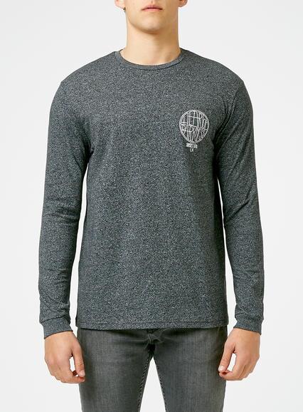 Topman Mens Black Darkness Print Long Sleeve T-shirt