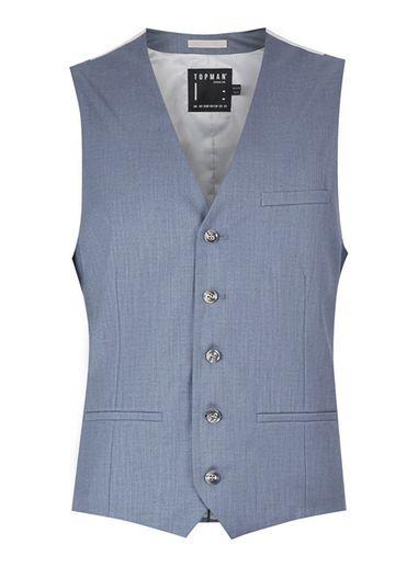Topman Mens Mid Blue Lightweight Vest