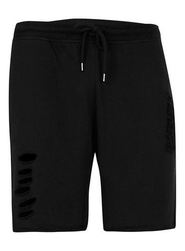Topman Mens Black Ripped Jersey Shorts