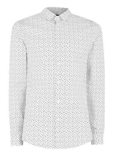 Topman Mens White And Blue Fragment Print Muscle Shirt