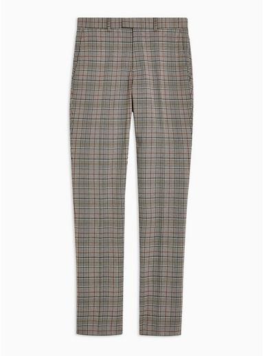 Topman Mens Grey Super Skinny Fit Check Suit Trousers