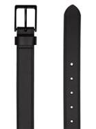 Topman Mens Slim Faux Leather Belt With Black Coated Buckle And Trim Detailing