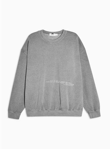 Topman Mens Grey Black Wash Placement Sweater