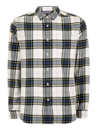 Topman Mens White And Black Long Sleeve Shirt