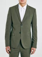 Topman Mens Green Khaki Ultra Skinny Fit Suit Jacket