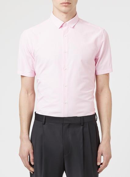 Topman Mens Pink Stripe Short Sleeve Dress Shirt