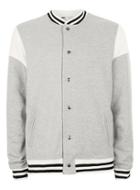 Topman Mens Grey And White Panelled Jersey Bomber Jacket