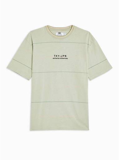 Topman Mens Green Tokyo Stripe T-shirt