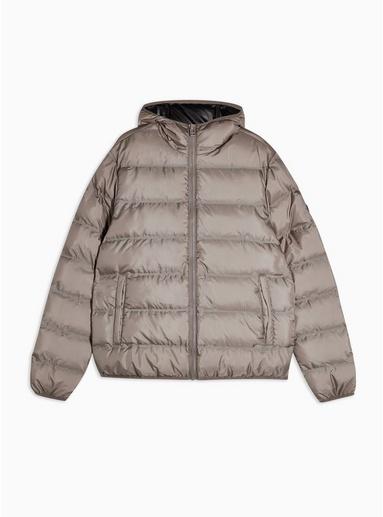 Topman Mens Beige Stone Hooded Liner Jacket