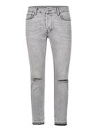 Topman Mens Grey Ripped Cropped Stretch Skinny Jeans