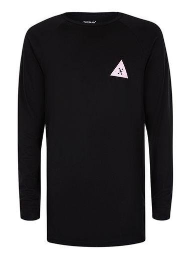 Topman Mens Black Fairmount Print Longline Long Sleeve T-shirt