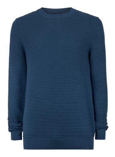 Topman Mens Blue Teal Ripple Textured Sweater