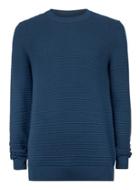 Topman Mens Blue Teal Ripple Textured Sweater