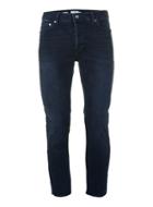 Topman Mens Dark Wash Blue Raw Edge Cropped Skinny Jeans