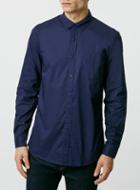 Topman Mens Blue Navy Long Sleeve Casual Shirt