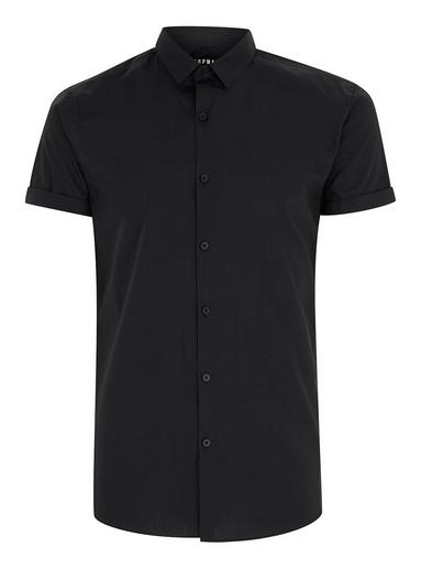Topman Mens Black Slim Smart Shirt