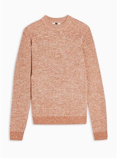 Topman Mens Brown Textured Twisted Turtle Neck Jumper