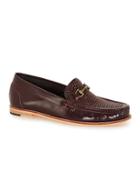 Topman Mens Red Burgundy High Shine Leather Weaved Snaffle Loafers