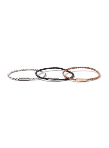 Topman Mens Metallic Leather Plait Bracelets