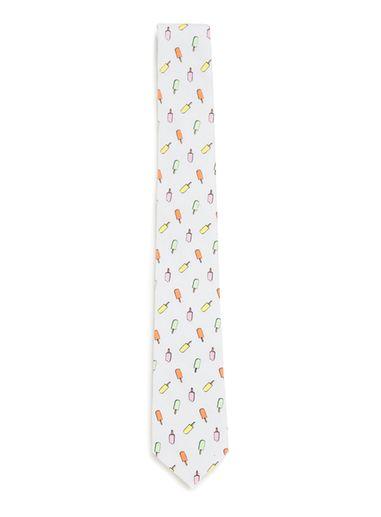 Topman Mens White Lolly Print Cotton Tie