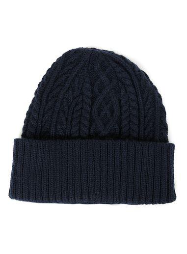 Topman Mens Blue Navy Textured Classic Fit Beanie Hat