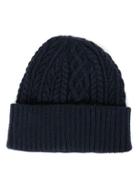 Topman Mens Blue Navy Textured Classic Fit Beanie Hat