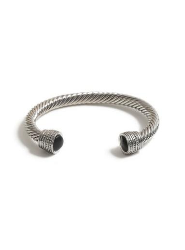 Topman Mens Black Silver Cuff Bracelet*